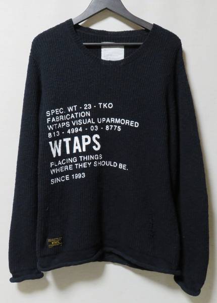 ⁄ WTAPS – WTAPS® SWEATER Black Crew Sweater Sweatshirt COTTON DUP