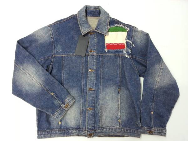 未使用■ハイドロゲン■スカル イタリア国旗 デニムジャケットXL