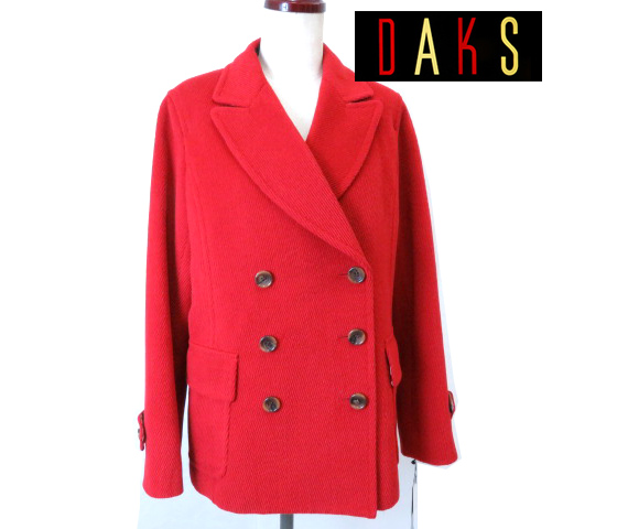 未使用◎ダックス ウール混アンゴラ コーデュロイPコート 赤 40