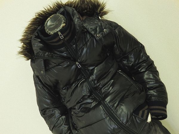 ★美品コンバースFレイヤードフードファー中綿ジャケットLL黒★