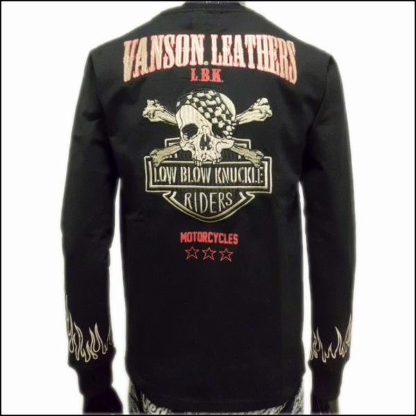 送料無料ローブローナックル/バンソン595854長袖Tシャツ黒/白LL