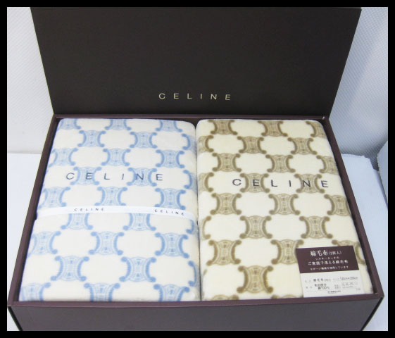 寝具 CELINE セリーヌ 綿毛布 2枚セット マカダム柄