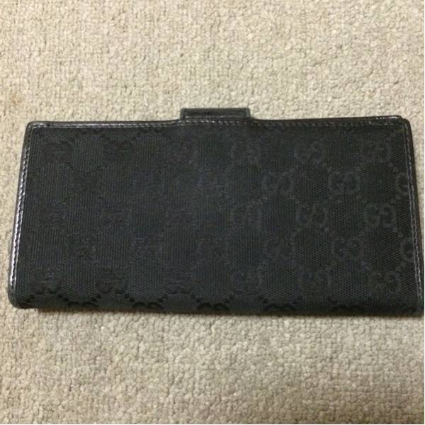 GUCCI 折り財布 ブラック 本革 レザー GGキャンバス 美品グッチ GUCCI