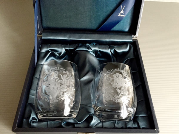 美品　マイセン　クリスタル　ロックグラス　フラワー