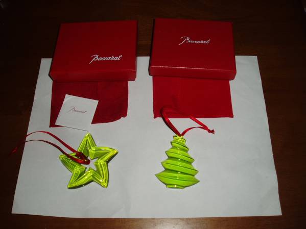 バカラ（Baccarat：クリスマス・オーナメント2個） クリスタルガラス