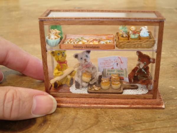 handmadeミニチュア*teddy bear&x'mas sweets showcase*set＊ 【公式通販】