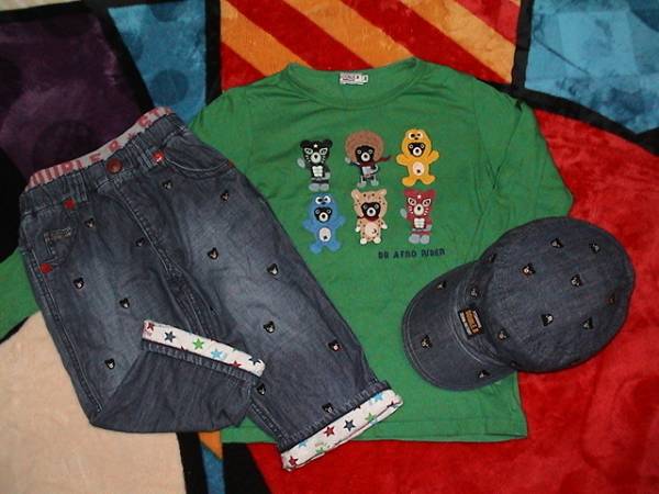 ★ダブルB プチベア ７分丈パンツ・長Tシャツ・レア帽子 130㌢