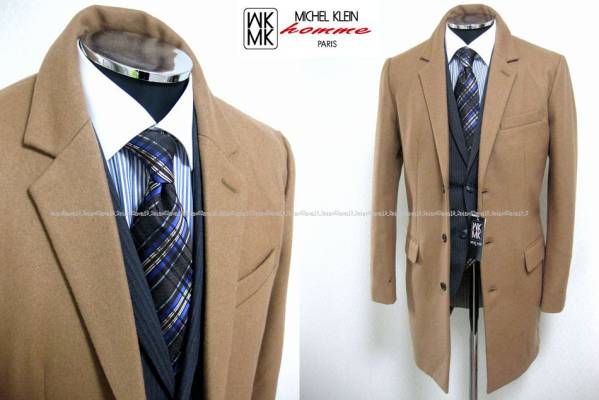 新品細身★MK hommeミッシェルクラン チェスターコートcamel XL