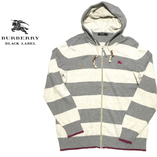 極上美品★バーバリーブラックレーベル ボーダーニットパーカー2