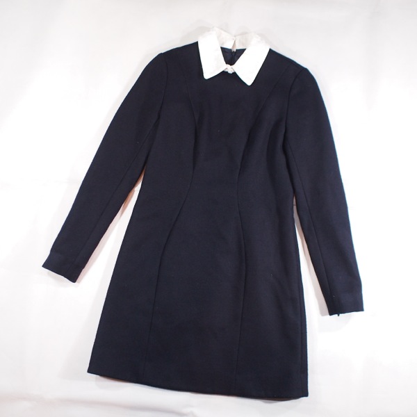 ルシェルブルー 13AW 刺繍カラー メルトンウール ワンピース 40