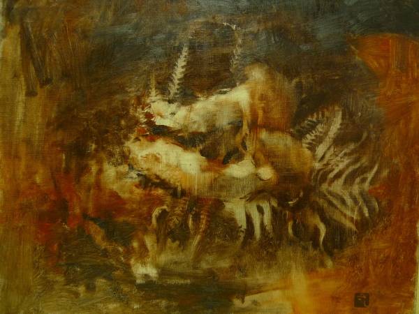 吉岡一　油彩画　肉筆　「松茸」