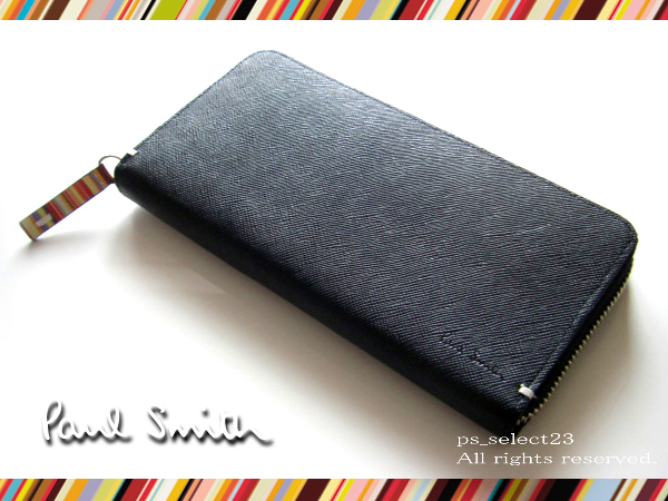 長財布 ポールスミス Paul Smith マルチストライプ 黒 マルチ ラウンド
