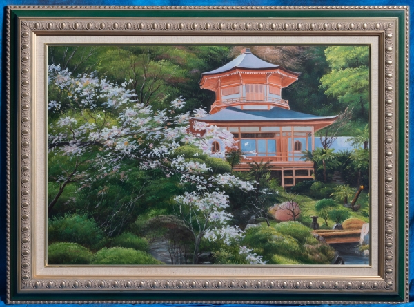 群青色の城 F50 迫力の大型風景画 肉筆 作者不詳