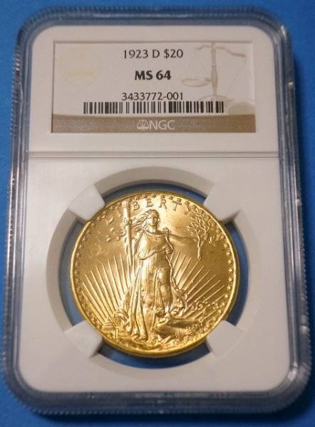 MS64 1923D $20 米国 セントゴーデンズ金貨 アンティーク