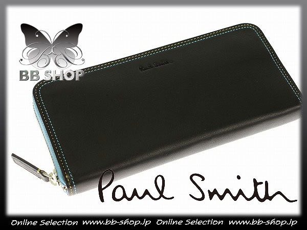 ◆3166◆ポールスミス 箱付き本物牛革レザーファスナー長財布/黒