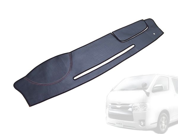 ハイエース200系 4型 標準 ダッシュマット カーボン調 BK×RD　