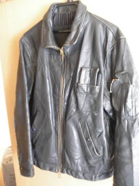 フランス 軍 レザー フライト ジャケット ビンテージ 空軍 NAVY