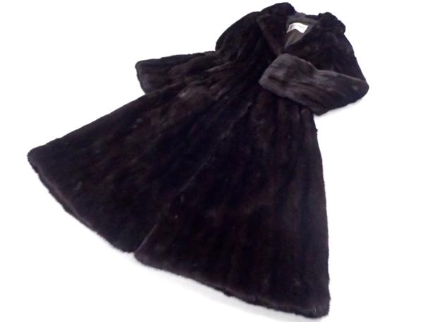 良品◆VISCARDI ミンク ロングコート ダークブラウン 毛皮 MINK