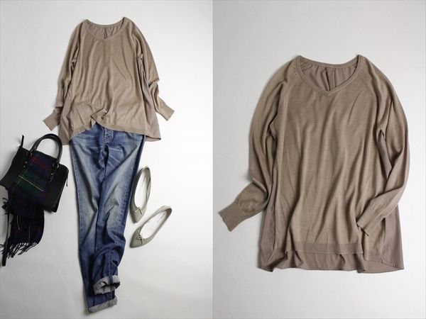 定1.2万ユナイテッドアローズ ウール切替Vネック素敵ニット