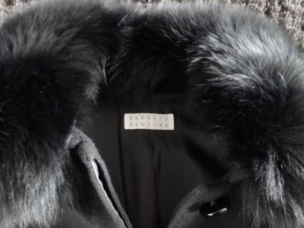 BARNEYSバーニーズ極上カシミア100%ファー付コート_ブラック11万 美品