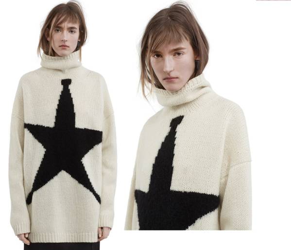 6.1万 完売Acne Studiosアクネ16AW今期Saara star星★ニット/S白