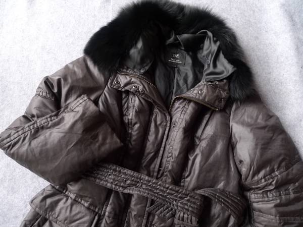 23区 ベルト付ロングダウンコート ブルーフォックスファー 40