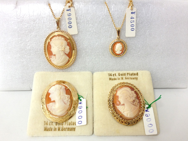 1.【カメオ】 ブローチ2点＆ペンダント2点 GOLD PLATED 西ドイツ製