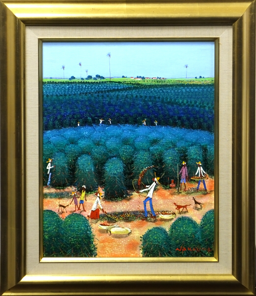 値下げ交渉可【おたからや美術画廊】中嶋岩雄●CAFEZAL/油彩6号/風景画/ブラジル農園/油絵/絵画/原画/アート/美術品/インテリア/真作保証