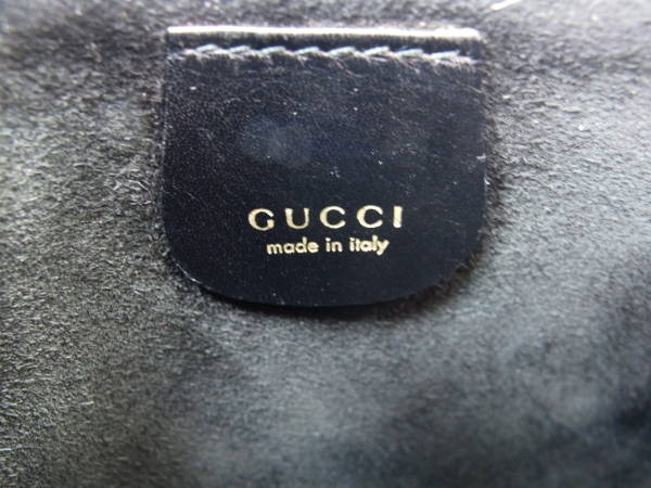 1円 グッチ 001-2058 バンブー レザー ショルダーバッグ ブラック BO271