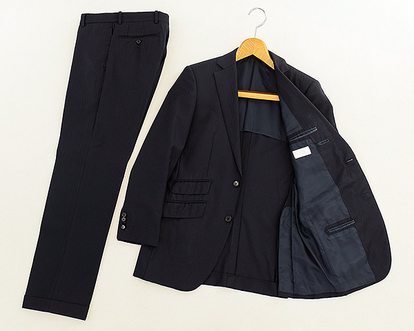 A3484◆EDIFICE エディフィス◆イタリー製生地使用 シャドーストライプ2B濃紺スーツ/46/