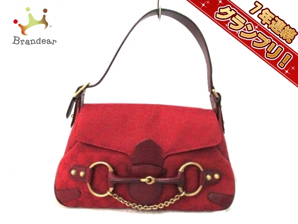 グッチ ハンドバッグ GG柄/ホースビット 114915 レッド レザー GUCCI
