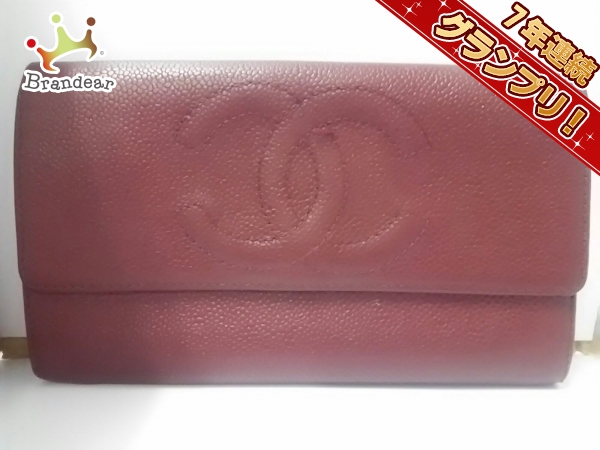 CHANEL シャネル キャビアスキン 財布 - ココマーク ラウンド長財布