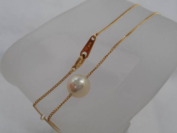 ○K18WG刻印 パールネックレス 7mm玉 【K18・1粒パールネックレス 
