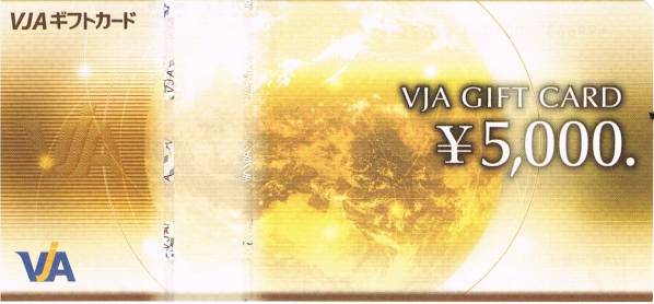 即決 VJAギフトカード 5000円分金券商品券ヤフオクvisaカード8
