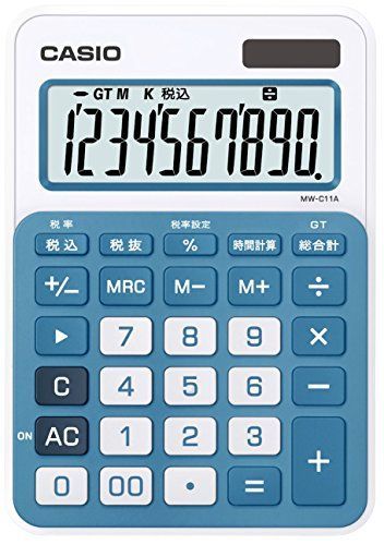 カシオ カラフル電卓 ミニジャスト10桁MW-C11A-BU-N レイクブル- 新品 未使用品_1