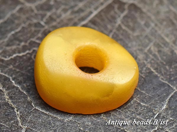 ●わくわく とんぼ玉★即決!本琥珀半透明山吹色イエメンアンバーA23　琥珀