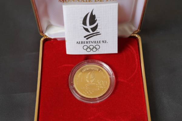 未使用金貨 K22 500フラン アルベールビル オリンピック 記念金貨