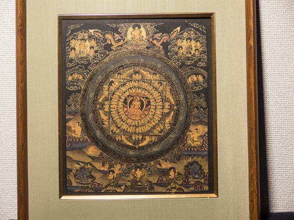 絵画仏教美術曼荼羅マンダラ仏画肉筆額装アートチベット 幾何学古美術 