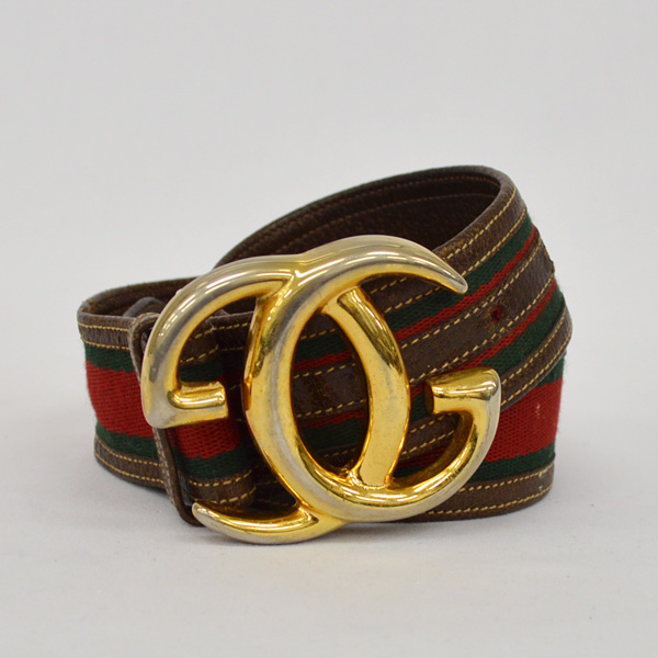 ◇ グッチ メンズベルト シェリーライン・ダブルGバックル 表記サイズ：83 (0250129192)