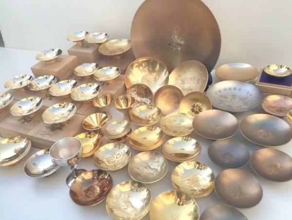 金杯 銀杯 24KGP 金メッキ 金属工芸 酒器 干支金杯 まとめて49個