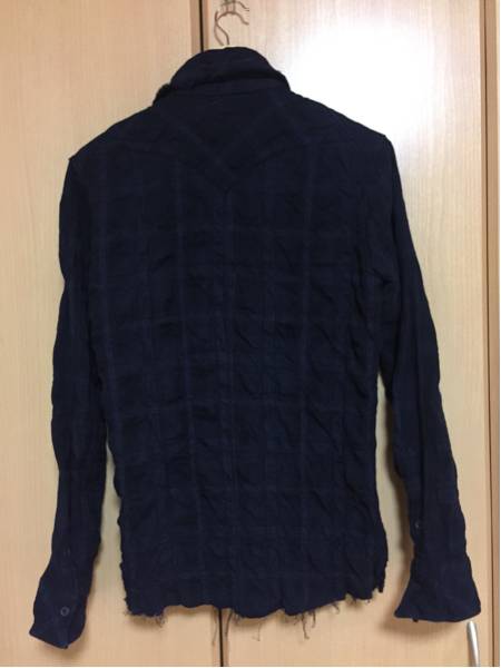 フランシストモークス シワ加工 チェック長袖シャツ