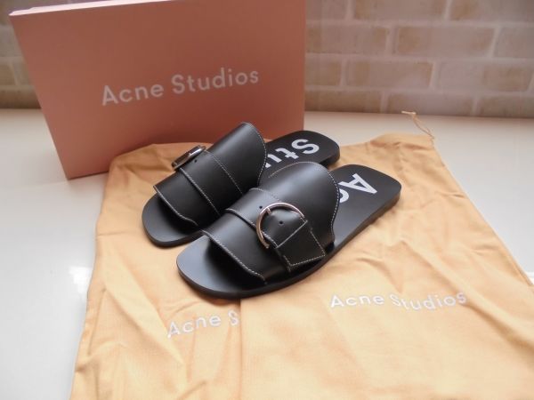 新品★Acne Studios レザースライドサンダル Virgie　ブラック　38（24.5㎝）イタリア製