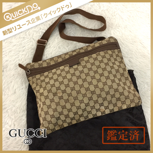 グッチ GUCCI ショルダーバッグ ユニセックス GGキャンバス 茶系 斜め 