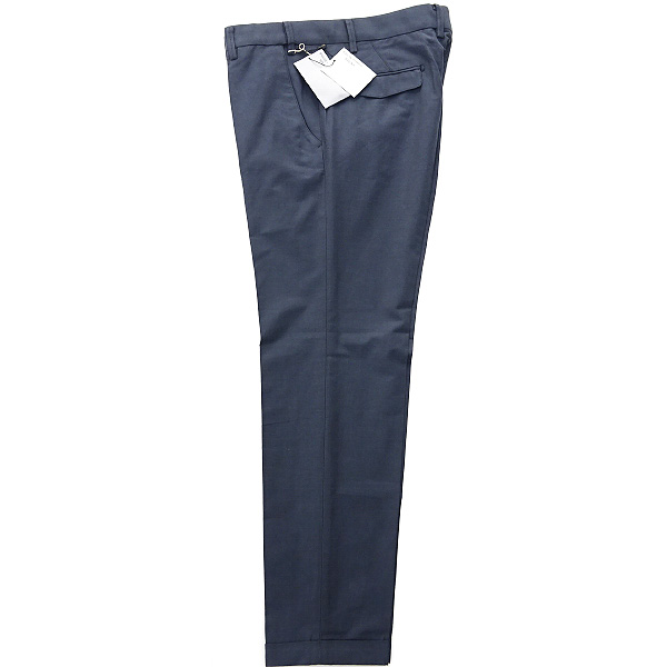 新品 ex/traムッシュニコル 伊製EMMETEX生地コットンアンクルパンツ48(L)薄紺★P11751