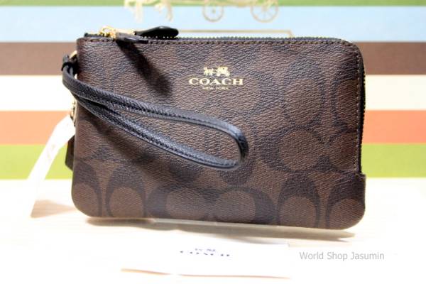 新品1円★コーチ財布★シグネチャ レザー ダブルジップ iPhone　スマホケース