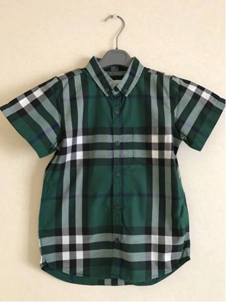 美品バーバリー男児定番チェックブラウスシャツ8歳130