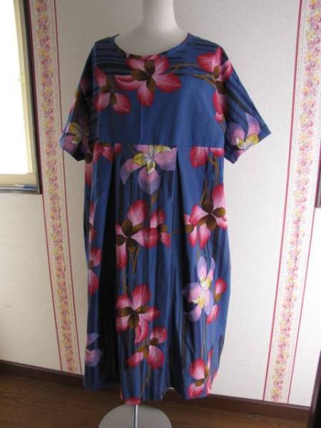 着物リメイク☆綿紅梅浴衣よりワンピース