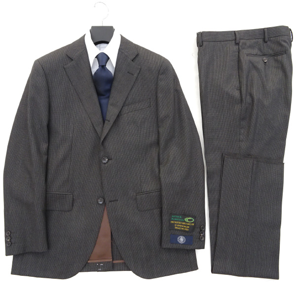 新品 定価9万! ジェイプレス 英国アーサーハリソン生地千鳥柄段返りスーツA6茶×黒★J22056