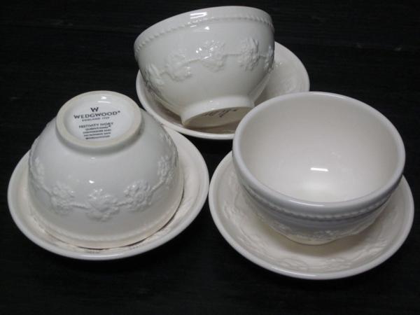 656★中古良品★WEDGWOODウェッジウッド★湯呑み茶碗＆ボウル★FESTIVITY IVORY/NIGHT AND DAY