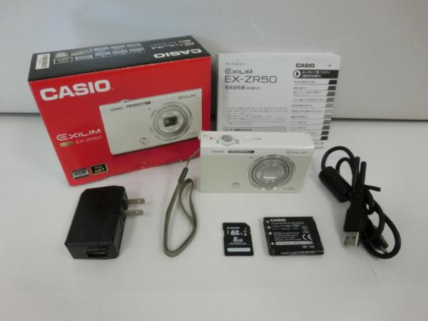 f646 カシオ デジカメ HIGH SPEED EXILIM EX-ZR50 ホワイト 難有り 中古